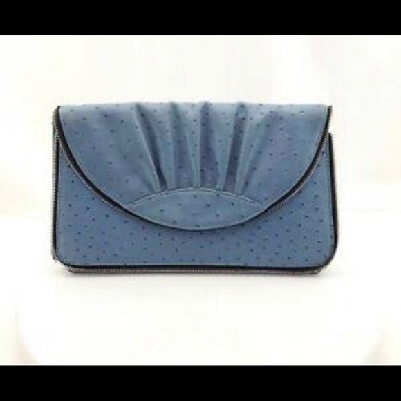 Charming Charlie blue faux ostrich clutch - Picture 3 of 10